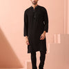 Indyancart ST Tuxedo Black Korean Fabric with Sequin Placket Kurta