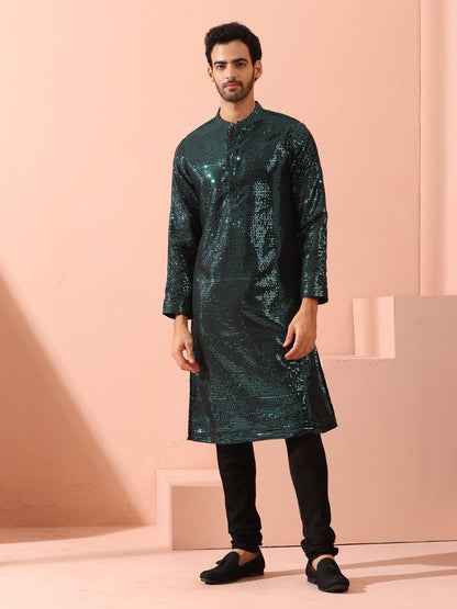 Indyancart ST Rama Sequin Kurta with Hidden Placket