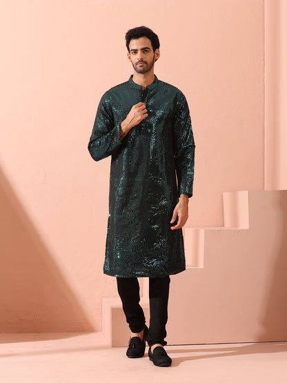 Indyancart ST Rama Sequin Kurta with Hidden Placket