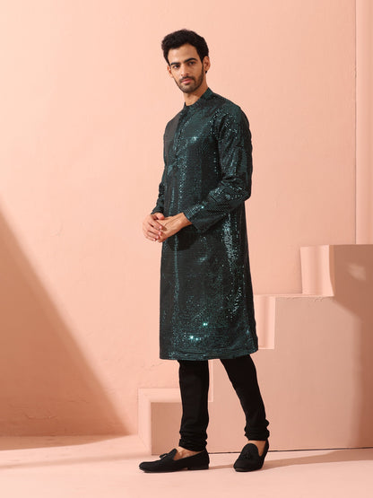 Indyancart ST Rama Sequin Kurta with Hidden Placket