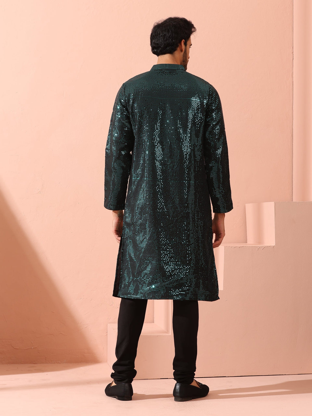 Indyancart ST Rama Sequin Kurta with Hidden Placket