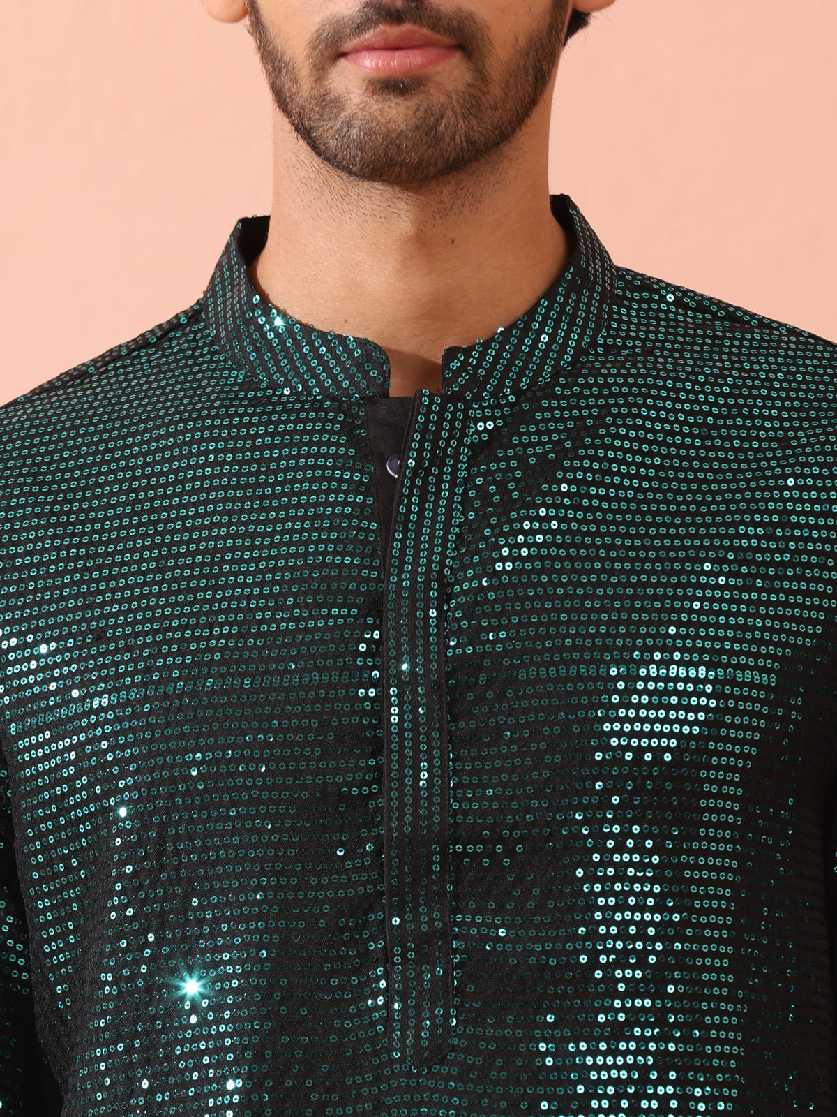 Indyancart ST Rama Sequin Kurta with Hidden Placket