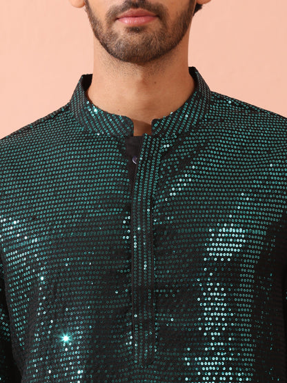 Indyancart ST Rama Sequin Kurta with Hidden Placket