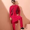 Indyancart ST Fuchsia Korean Fabric Kurta with Gold Buttons