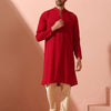 Indyancart ST Red Korean Fabric Kurta with Hidden Placket