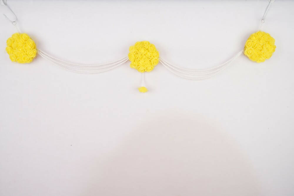 Kundan HandiKrafts Yellow Rose Bunch Thoranna - Indyancart