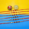 Dhiyona Set Of 6 Beaded Cotton Thread with AD Stones & Meenakari Designer Rakhi for Brother