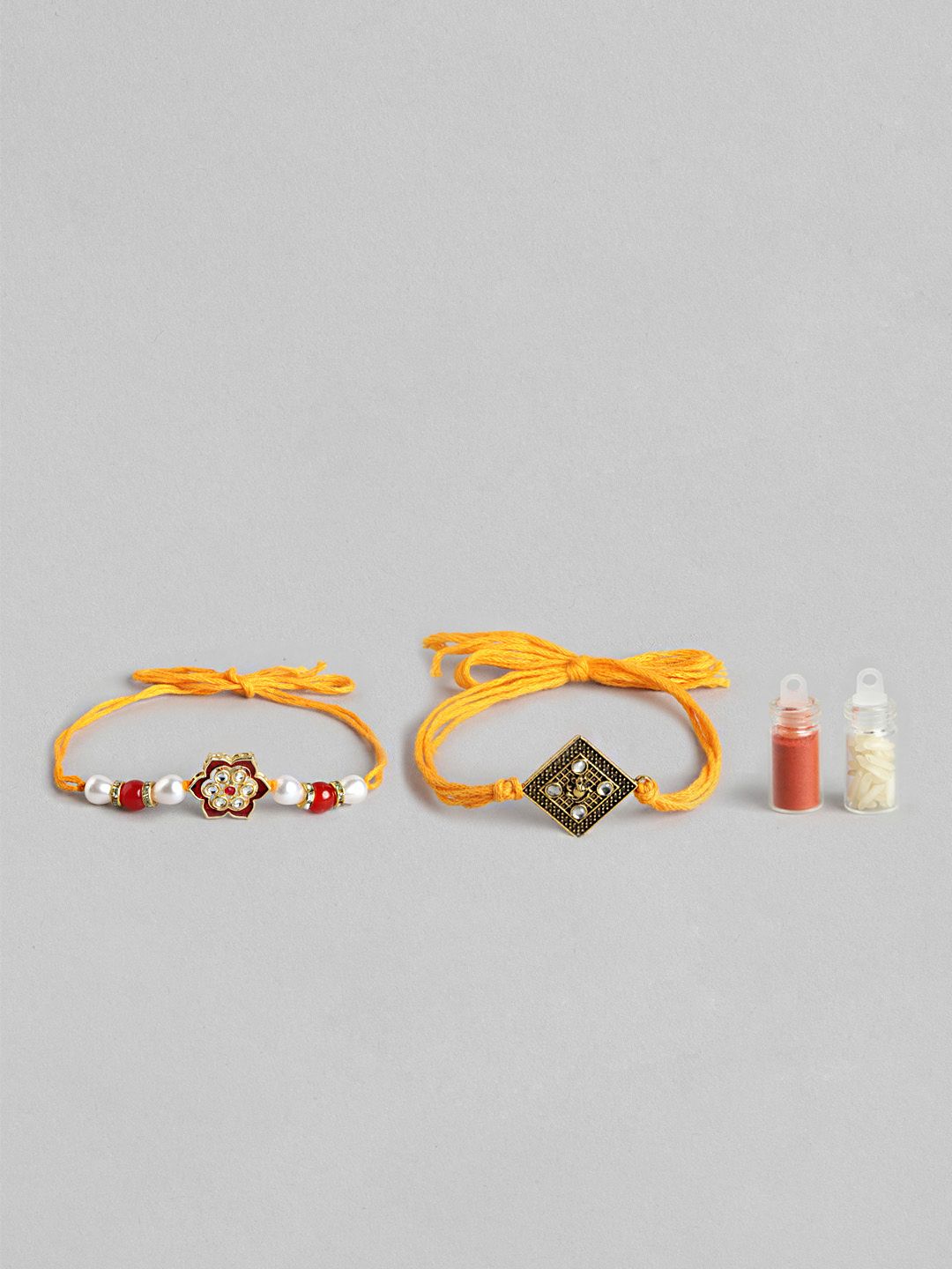 Anouk Unisex Set of 2 Beaded Bhai Bhabhi Rakhis With Roli & Chawal