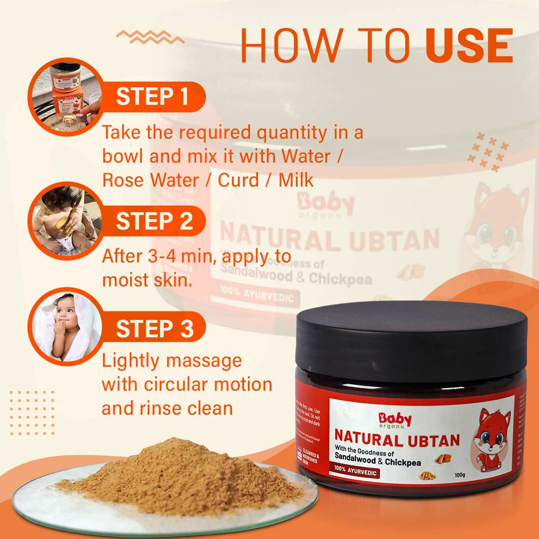 Babyorgano Natural Ubtan Face Pack, Skin Lightening and Tan Removal For Babies - Indyancart