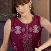Indyancart IE Women Ethnic Motifs Embroidered Regular Thread Work Pure Cotton Kurta with Palazzos