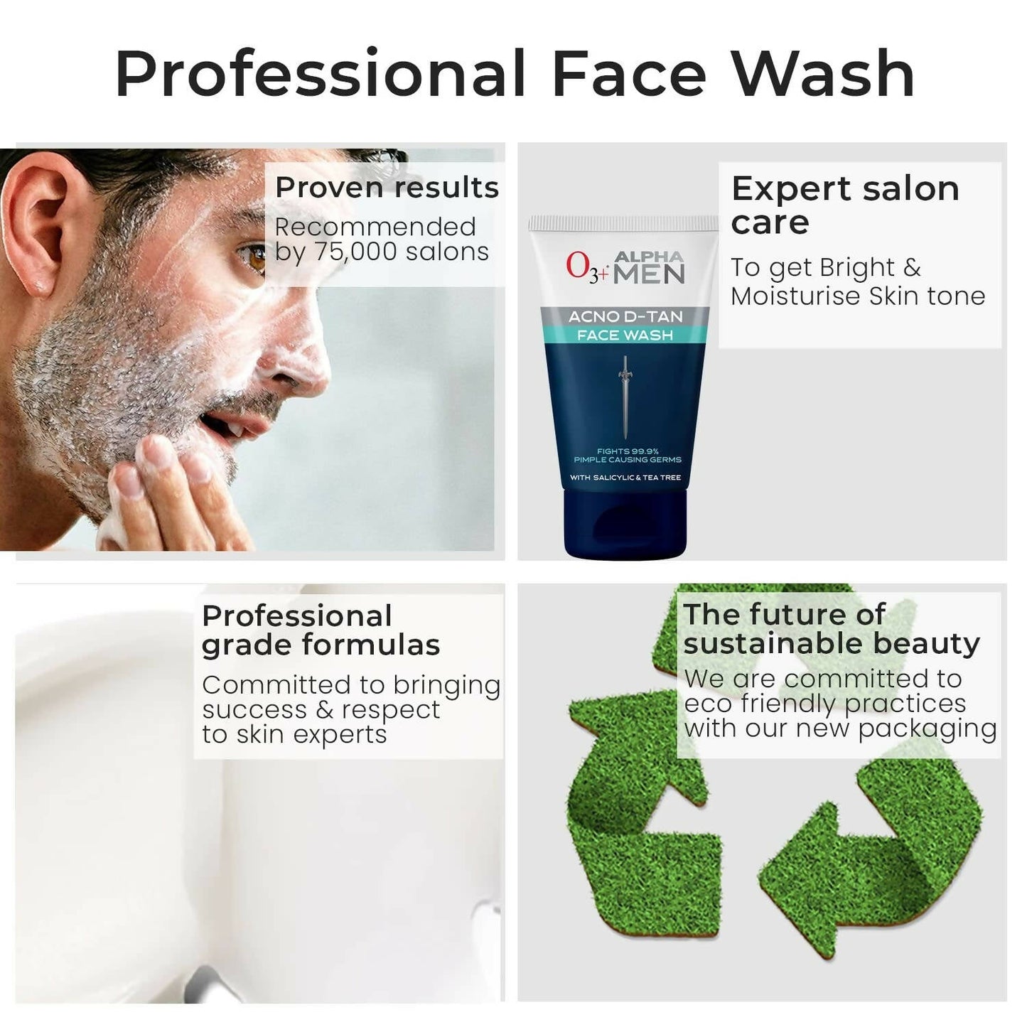 Professional O3+ Alpha Men Acno D-TAN Face Wash with Tea Tree - Indyancart