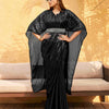 Dhiyona TI Women's Black Designer Sequinned Kaftan Pre Drapped Saree & Belt with Unstitched Blouse