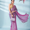 Dhiyona TI Women's Pink Two Tone Shimmer Chiffon Saree With Unstitched Blouse