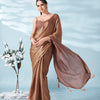 Dhiyona TI Women's Two Tone Camel Brown Colored Satin Saree With Unstitched Blouse