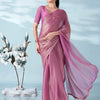 Dhiyona TI Women's Pink And Gold Colored Two Tone Chiffon Saree With Unstitched Blouse