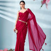 Dhiyona TI Women's Pink Zari Weaving Satin Saree With Unstitched Blouse