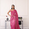 Dhiyona TI Women's Ready To Wear Pink Printed Saree with Unstitched Blouse