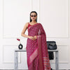 Dhiyona TI Women's Ready To Wear Magenta Printed Saree with Unstitched Blouse
