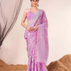 Dhiyona TI Women's Ready To Wear Lavender Woven Saree with Unstitched Blouse