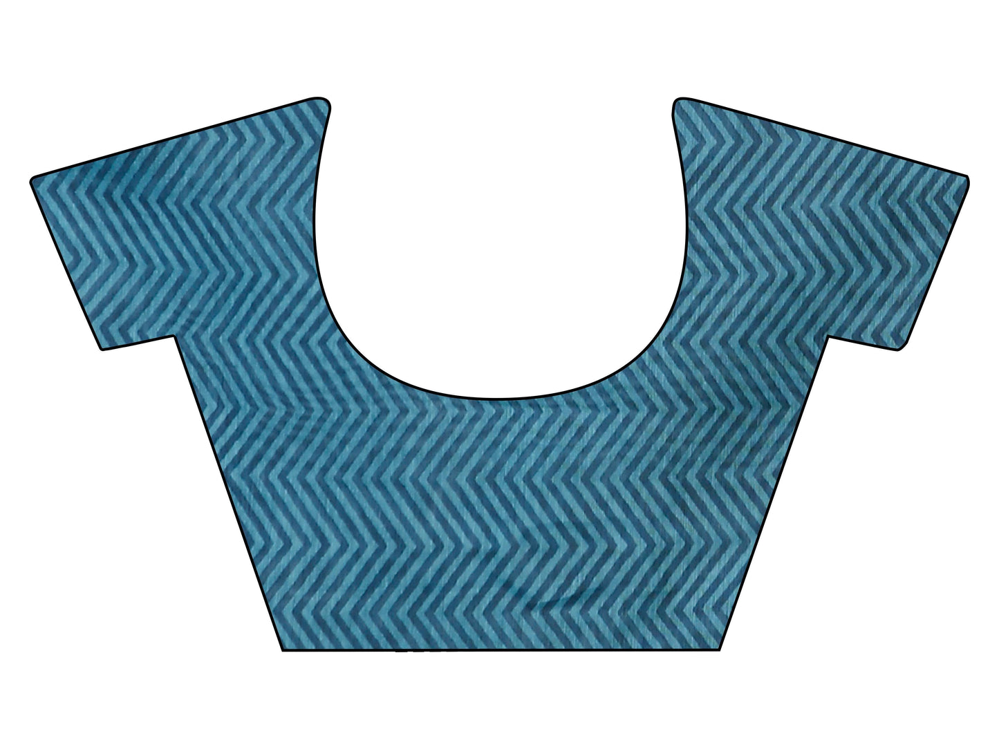 Indyancart TI Women's Ready To Wear Blue Geometric Saree with Unstitched Blouse