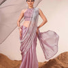 Dhiyona TI Women's Lavender Fancy Moti Lace Designer Saree with Unstitched Blouse
