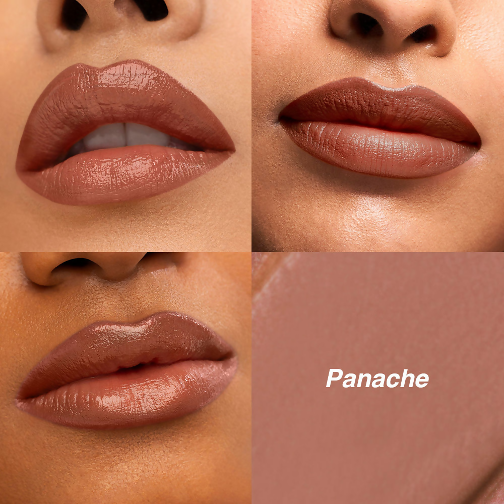 Kay Beauty Hydra Creme Lipstick in Panache shade showcasing smooth, full coverage hydrating lipstick with vibrant color.