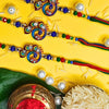 Dhiyona Set Of 3 Beaded Cotton Thread with AD Stones & Meenakari Designer Rakhi for Brother