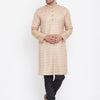 Men's Beige Silk Blend Straight Kurta Pyjama Set