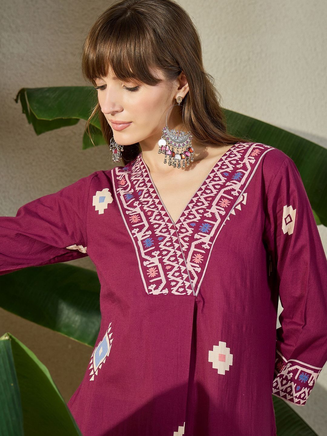 Women Ethnic Motifs Printed Cotton Kurta with Trousers