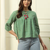 Women's Green Strip Printed Cotton Top