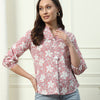 Women's Pink Floral Printed Cotton Top