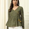 Women's Green Printed Cotton Top