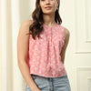 Women's Baby Pink Floral Printed Cotton Top