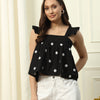 Women's Black Solid Cotton Crop Top