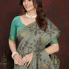 Dhiyona GR Women's Trisha Grey Pure Mul Cotton Jamdani Saree