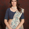 Dhiyona GR Women's Trisha Indigo Navy Pure Mul Cotton Jamdani Saree