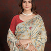 Dhiyona GR Women's Trisha Tomato Red Pure Mul Cotton Jamdani Saree