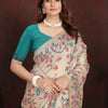 Dhiyona GR Women's Trisha Turquoise Pure Mul Cotton Jamdani Saree