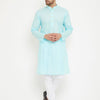 Men's Aqua Cotton Straight Kurta Pyjama Set