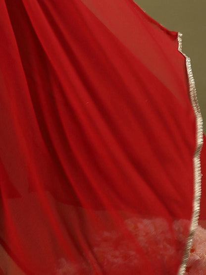 Dhiyona IE Women Leheriya Embroidered Regular Thread Work Kurta with Palazzos & With Dupatta
