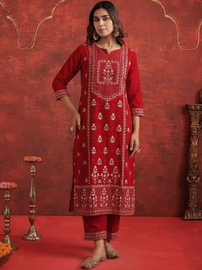 Women Ethnic Motifs Embroidered Kurta with Trousers & Dupatta