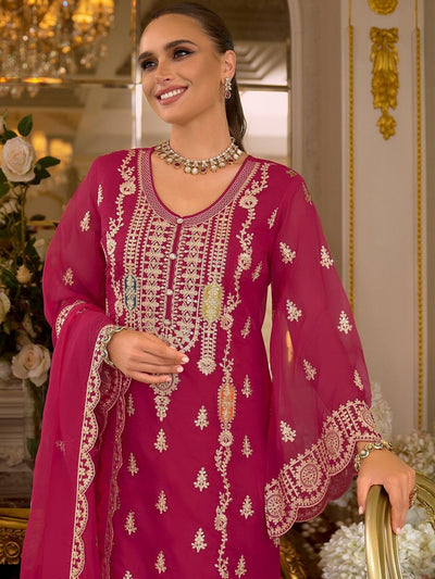 Indyancart IE Women Ethnic Motifs Embroidered Kurta with Trousers & Dupatta