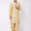 Men's Beige Silk Blend Straight Kurta and Dhoti Set
