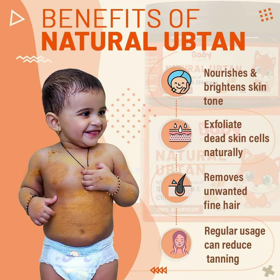 Babyorgano Natural Ubtan Face Pack, Skin Lightening and Tan Removal For Babies - Indyancart