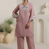Dhiyona IE Floral Yoke Design V-Neck Thread Work Straight Kurta & Trousers