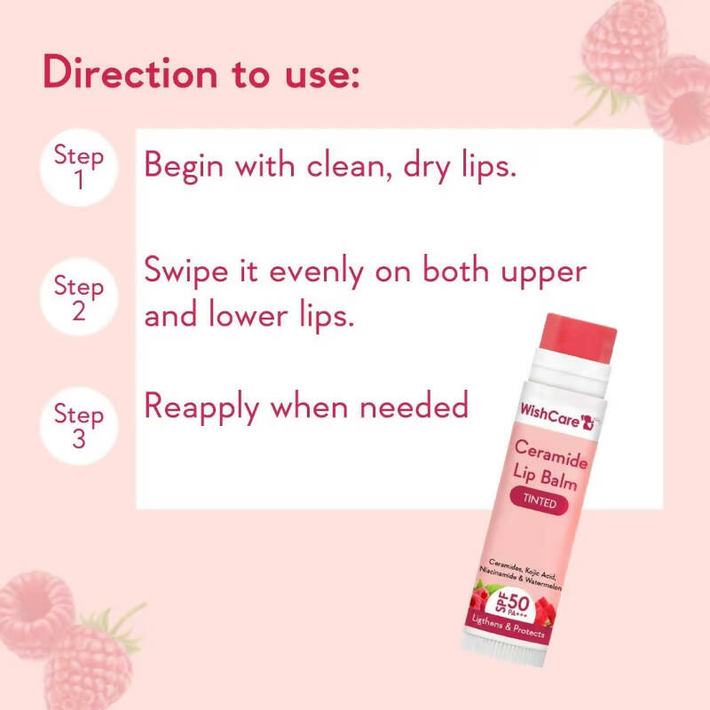 Wishcare Ceramide Lip Balm with SPF50 PA+++ - Tinted - Indyancart