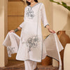 Dhiyona SN Women's Floral Embroidered Thread Work Pure Silk Straight Kurta & Trousers With Dupatta