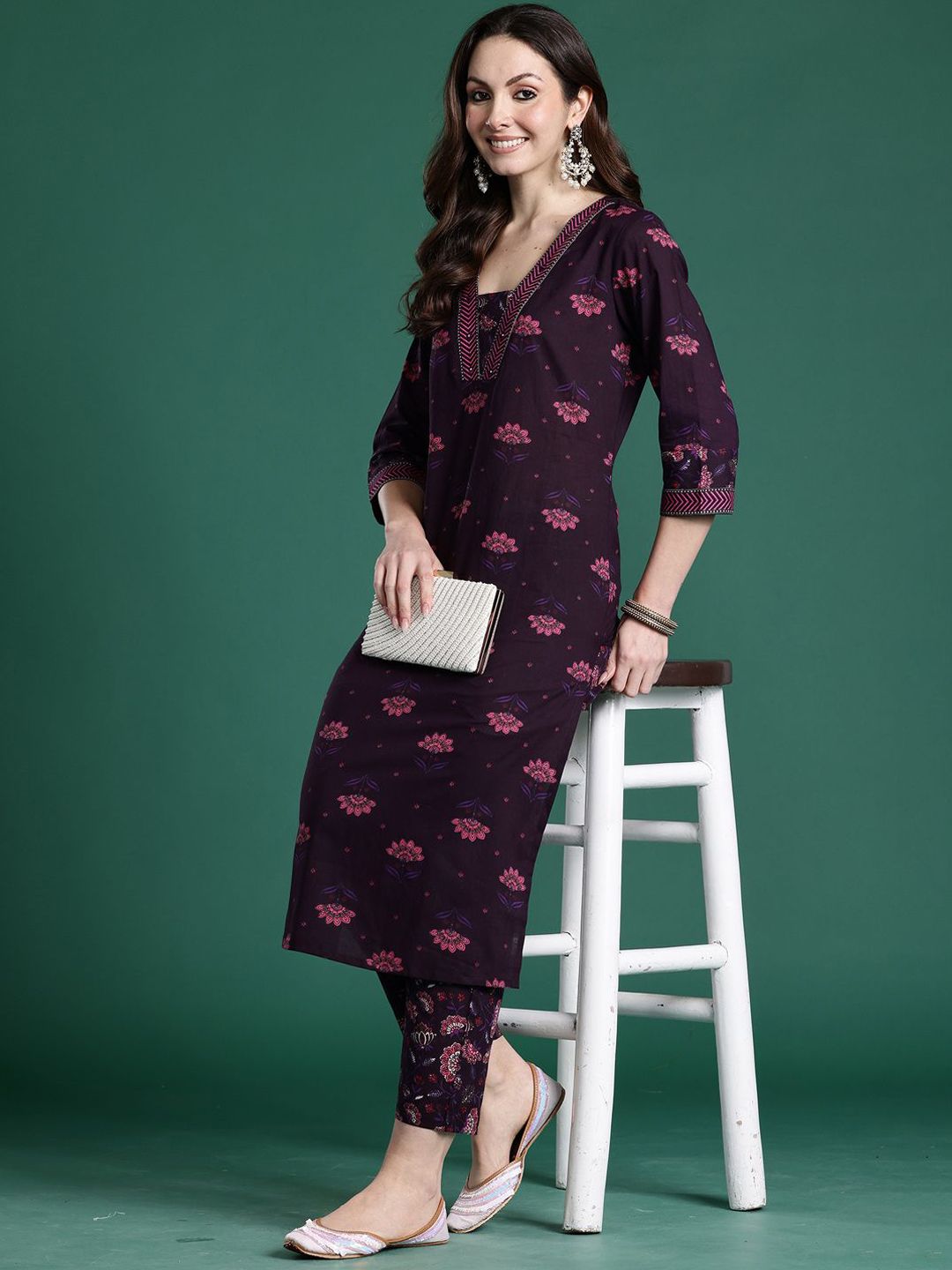 Indyancart IE Indo era Printed Straight Top & Trousers Co-Ords Set
