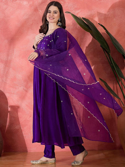 Indyancart SN Women's Ethnic Motifs Embroidered Kurta with Trousers & Dupatta