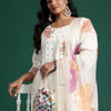 Dhiyona IE Floral Embroidered Mirror Work Kurta with Palazzos & Dupatta